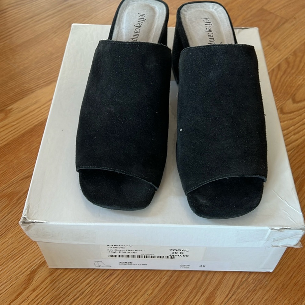 Gently worn Jeffrey Campbell Black Suede Slides size 9 B